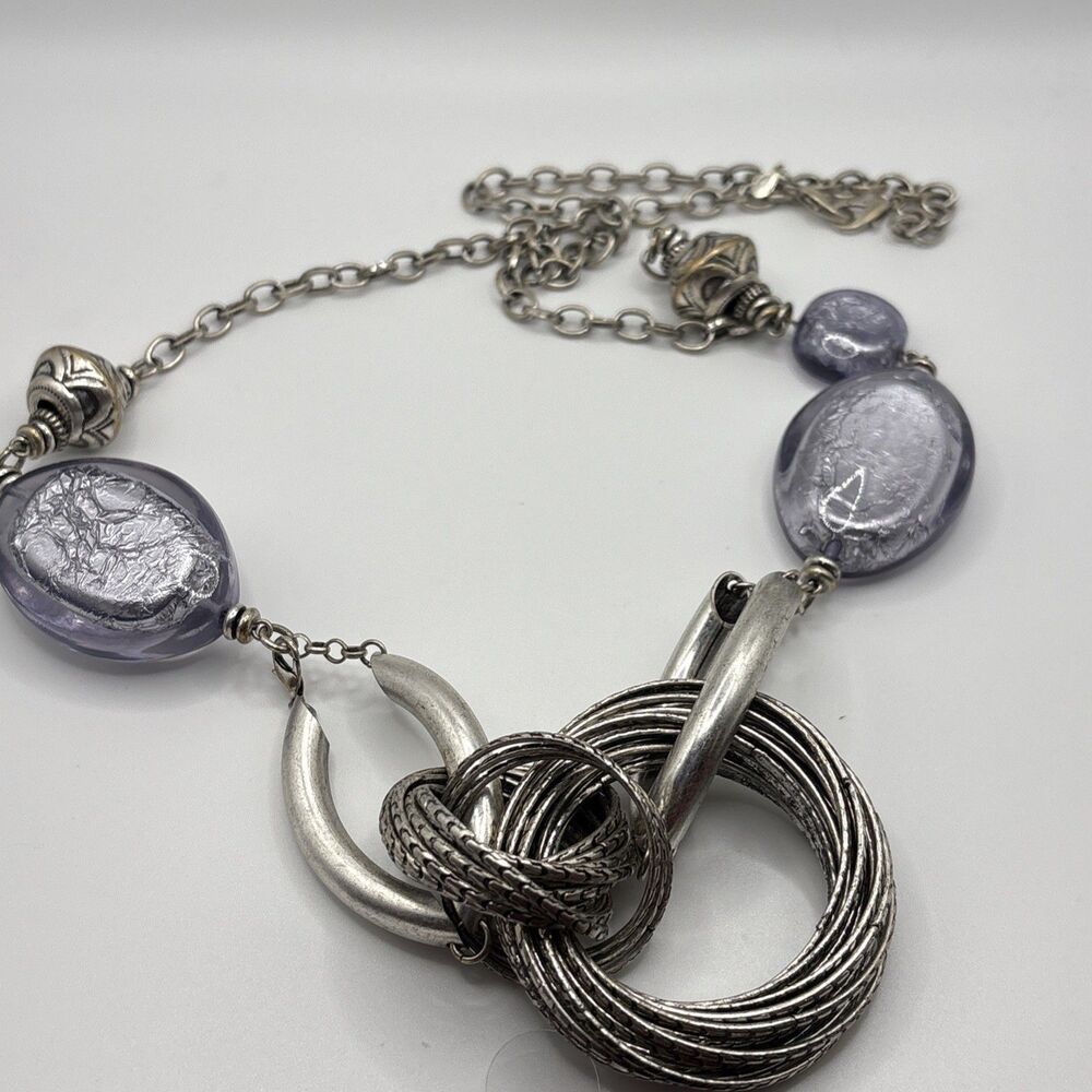 Vintage Premier Designs Silver Tone Statement Chunky Purple